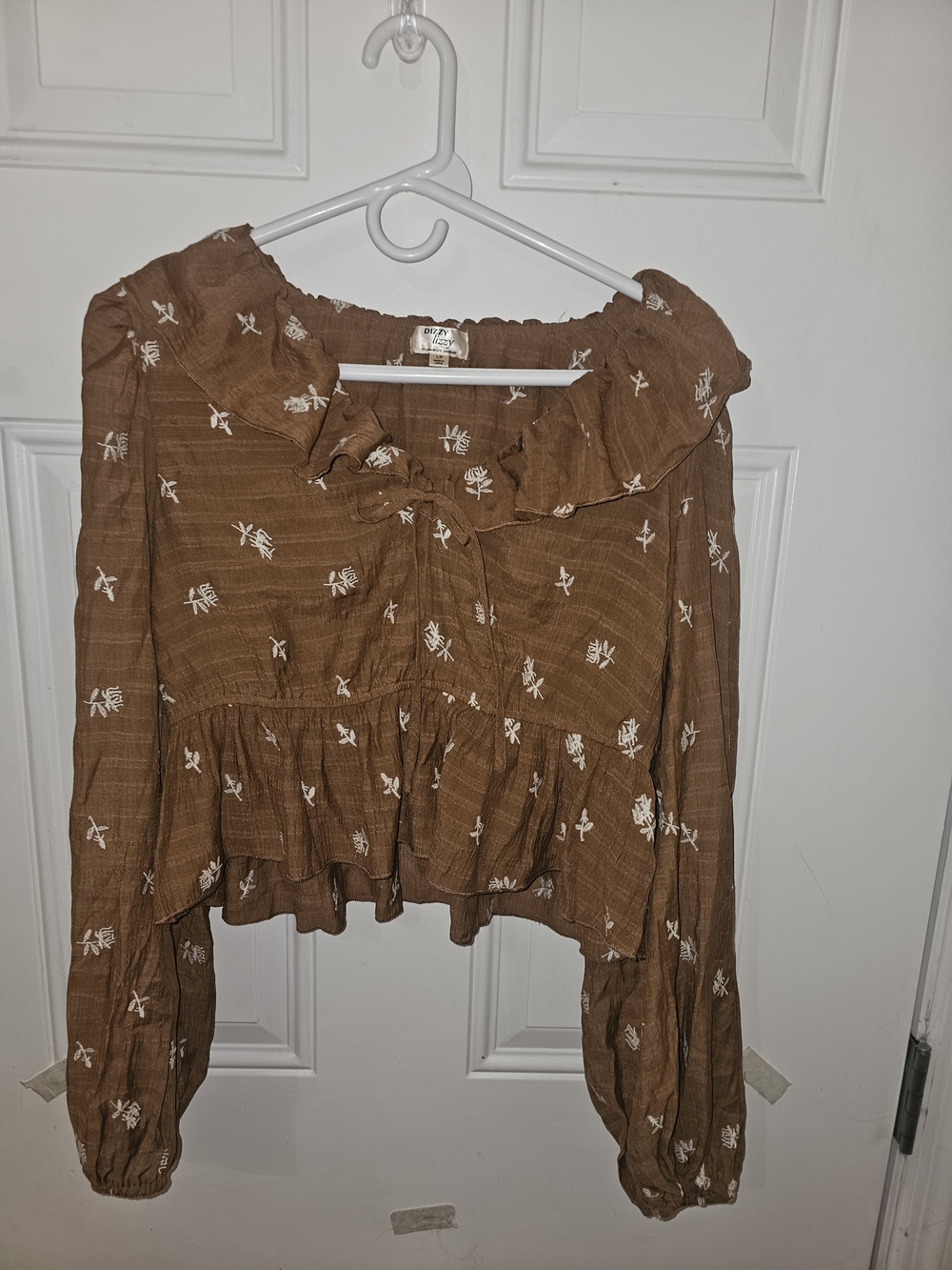 Dizzy Brown Floral Ruffled Peasant Blouse